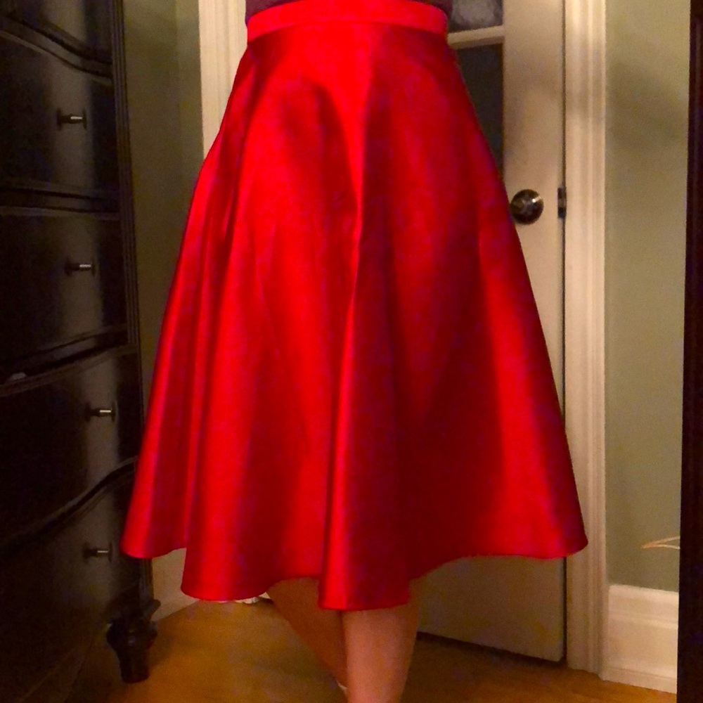High waisted red flamenco flowy skirt